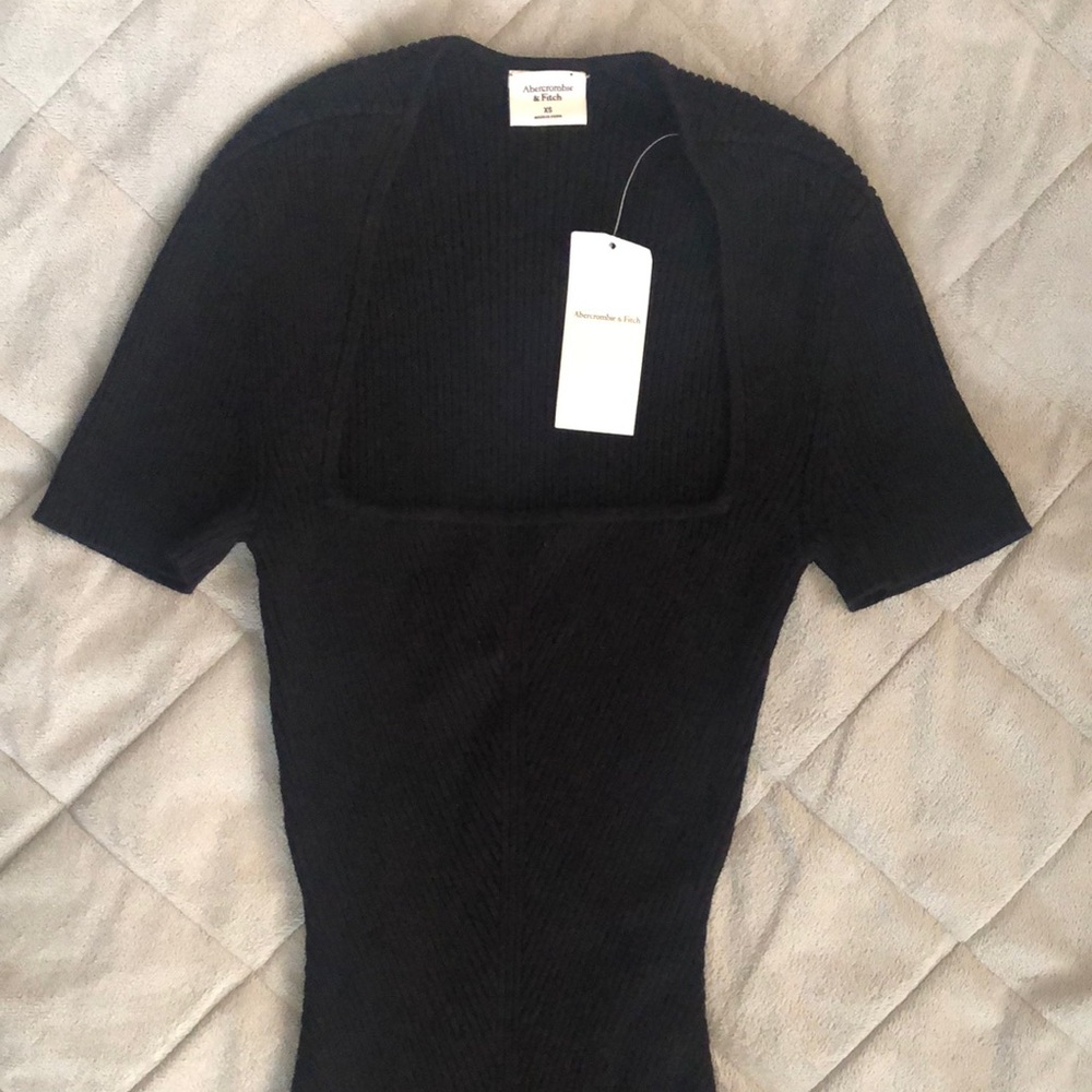 Abercrombie & Fitch Ribbed Black Sweater Bodysuit - XS (NWT)